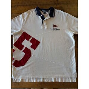 Polo Ralph Lauren Third Cruiser Squadron Mens White Red Embroidered Polo XXL